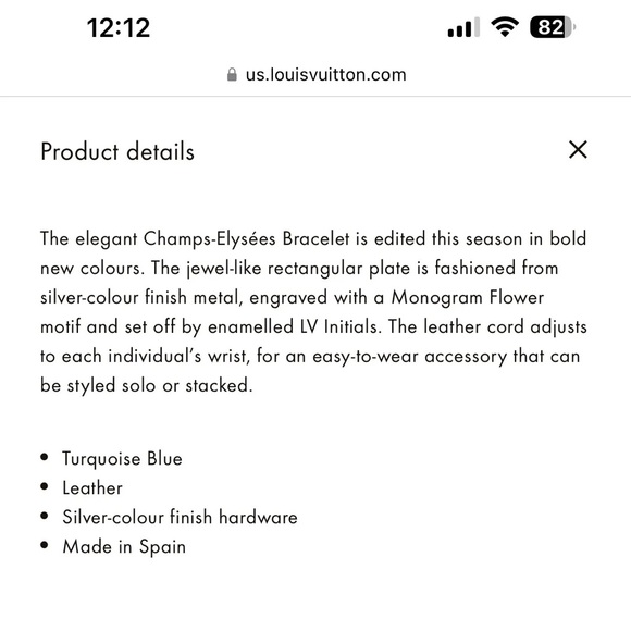 LOUIS VUITTON CHAMPS ELYSÉES BRACELET TURQUOISE - Picture 9 of 10